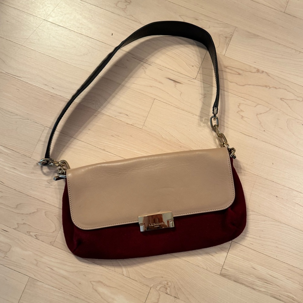LK Bennett Beige and Burgundy Women's Small Bag